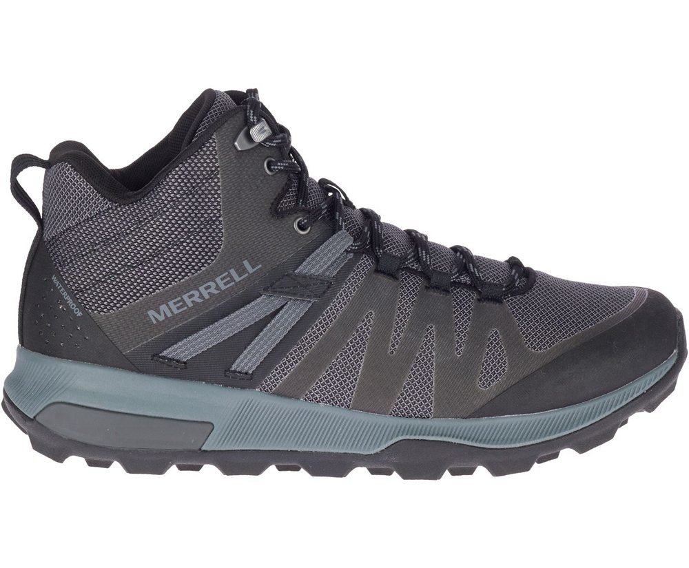 Merrell Hiking Boots Black - Zion FST Mid Waterproof - Mens 08QTGODBJ